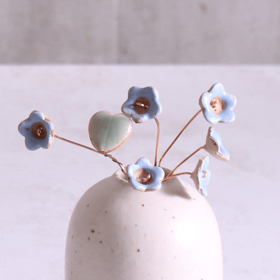 Forget-Me-Not Ceramic Flower Bouquet
