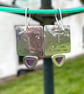 Silver gold and amethyst square statement earrings - Image 6