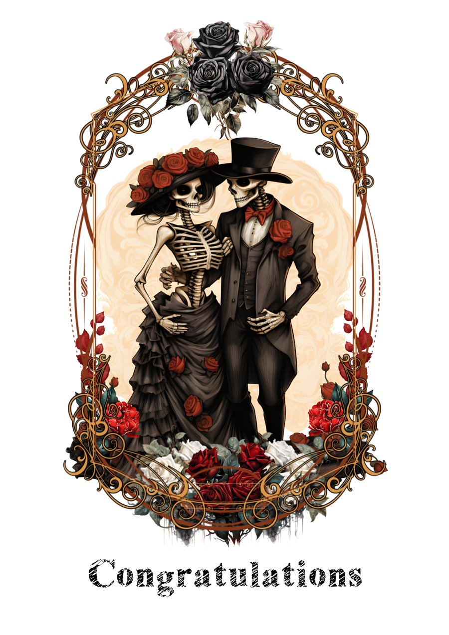 Goth Wedding Card, Gothic Wedding Congratulations, Alternative Greeting Card