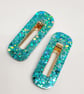 Turquoise Chunky Glitter Hair Clips - Image 3