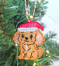 Embroidered hanging Dog Christmas decorations, machine embroidery