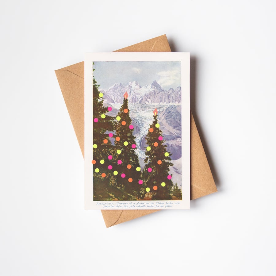 Vintage Christmas Tree Greeting Card - Pine Trees