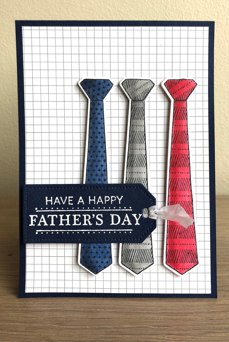 Handmade Happy Father's Day card - Ties! - hand stamped