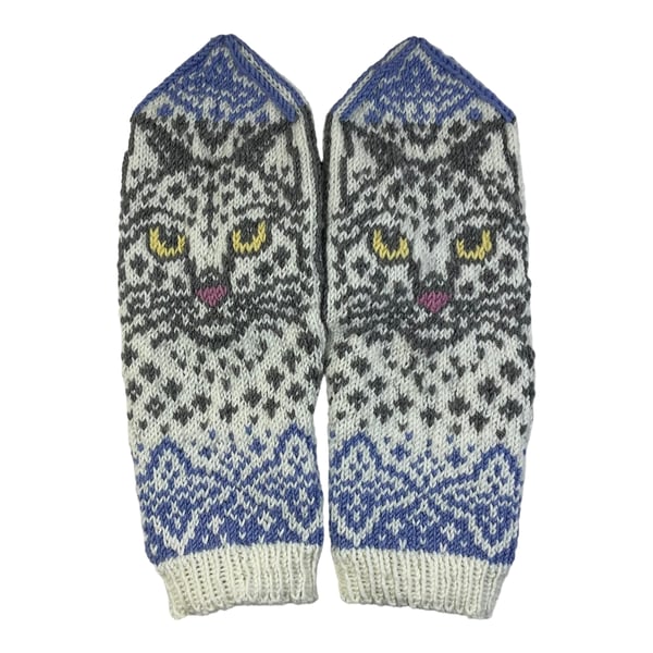 Cat mittens, winter cat face mittens, hand knitted mittens, hand knit wool 