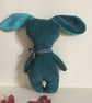  Jade Corduroy Bunny, Handmade Floppy Eared Plushie Bunny with heart, - Image 4