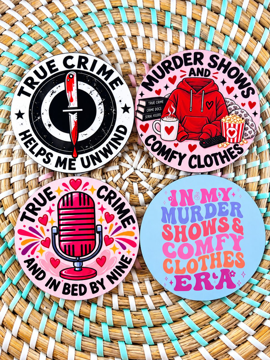 True Crime Coaster Set – Set of 4 - Handmade Coaster set - Murder shows