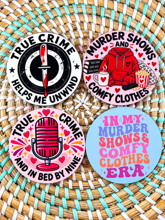 True Crime Coaster Set – Set of 4 - Handmade Coaster set - Murder shows