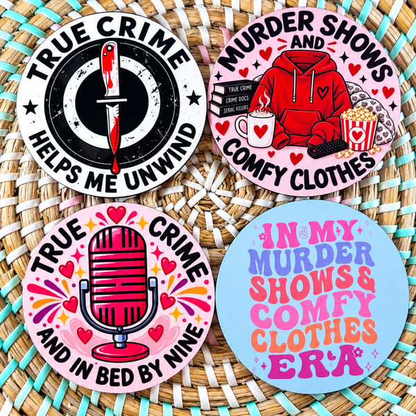 True Crime Coaster Set – Set of 4 - Handmade Coaster set - Murder shows