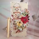 Handmade Slimline Card (76) white Window Box Included 