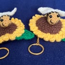 Bee Happy Sunflower Keyrings - set of 2