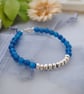 Agate (deep teal) & silver colourblock bracelet - Image 3