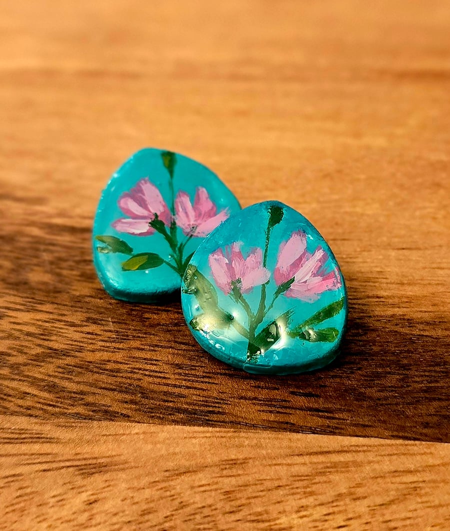 Hand-Painted  Floral Earrings