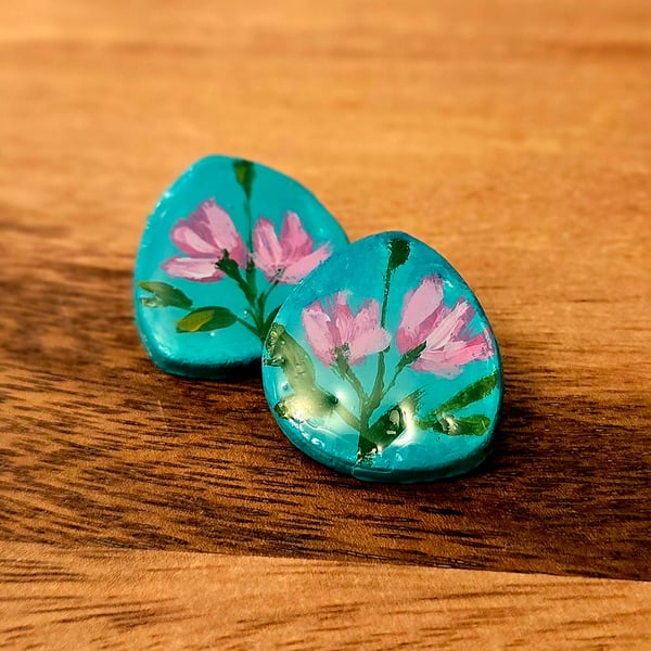 Hand-Painted  Floral Earrings
