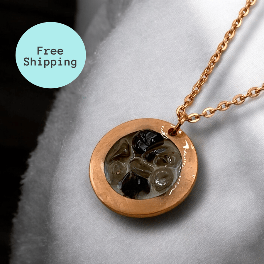 Healing Smoky Quartz Pendant on Long Chain - Libra gemstone, Chakra Balancing.