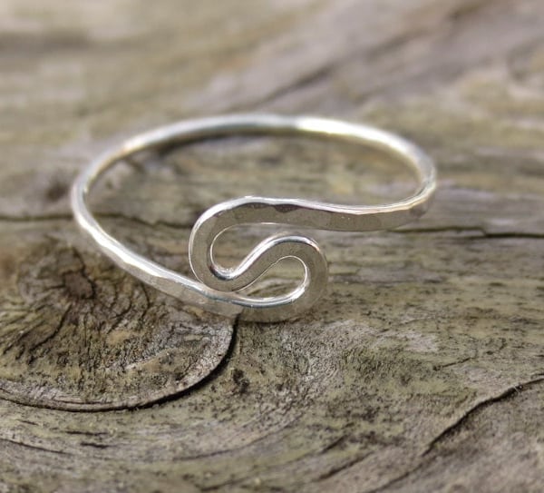 Solid sterling silver wave ring - made to order in your ring size.