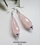 Designer Natural Faceted Rose Quartz AAA Grade Tear Drop Earrings  - Image 6