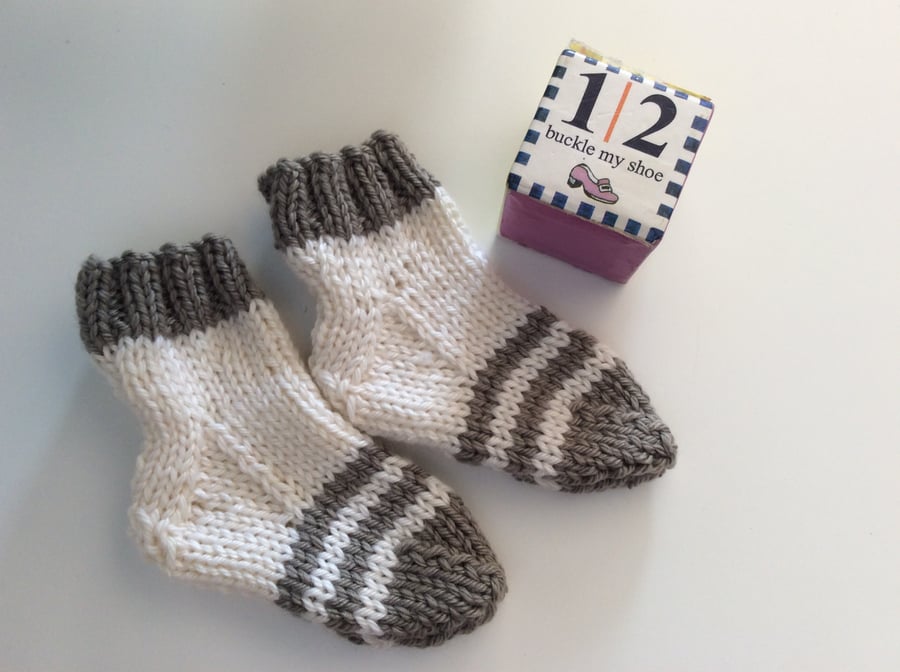 Hand knitted baby socks