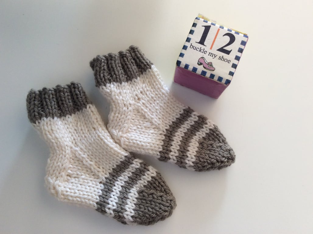 Hand knitted baby socks