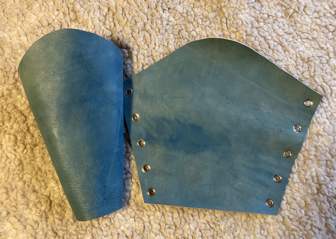 Denim Blue, Ocean Blue Coloured Leather Bracers (large pair) (sold with lacing)