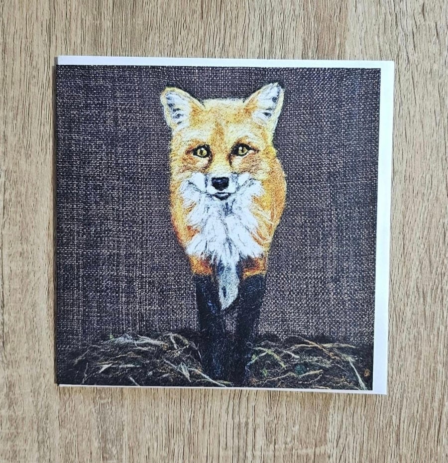 Felted Fox Greeting Card 6x6 inches
