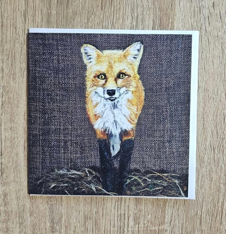 Felted Fox Greeting Card 6x6 inches