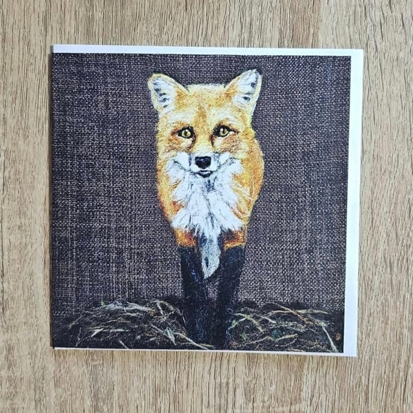 Felted Fox Greeting Card 6x6 inches