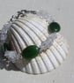 SALE Green Nephrite Jade & Clear Quartz Gemstone Bracelet "Frosty Pine" - Image 2