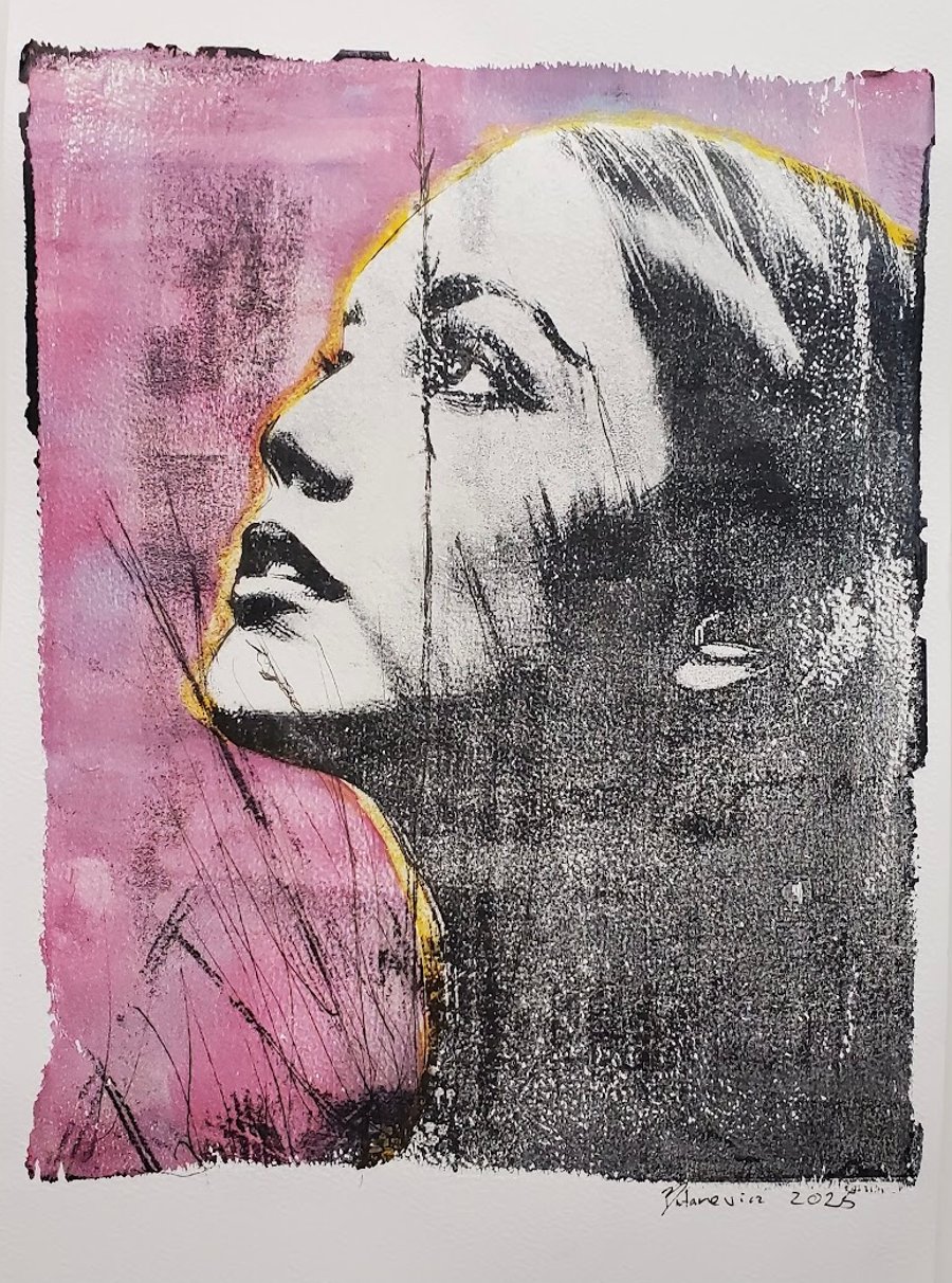 Pink sky Mononoprint