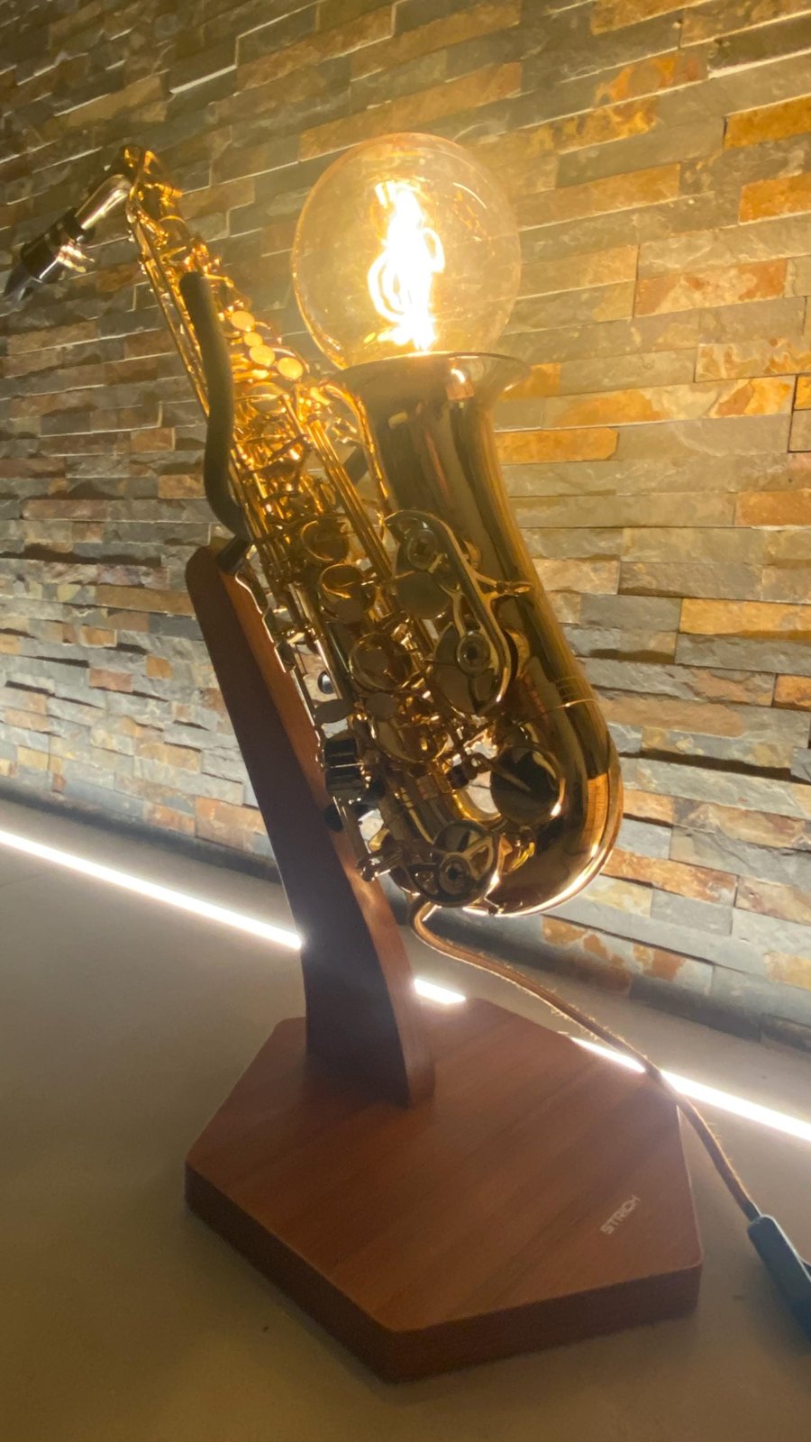 Upcycled Saxophone Lamp Edison Bulb, Musical Decor