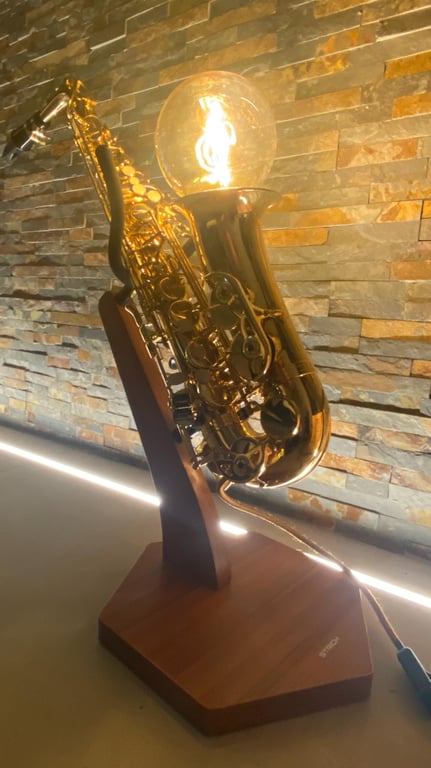 Upcycled Saxophone Lamp Edison Bulb, Musical Decor