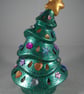 Green Ceramic Xmas Christmas Tree Tea Light Candle Holder Ornament Decoration. - Image 6