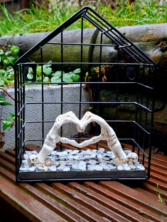 Cage Wire Gothic Skeleton Wall Shelf Decoration horror spooky alt floral