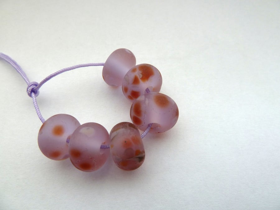 frosted lilac lampwork beads