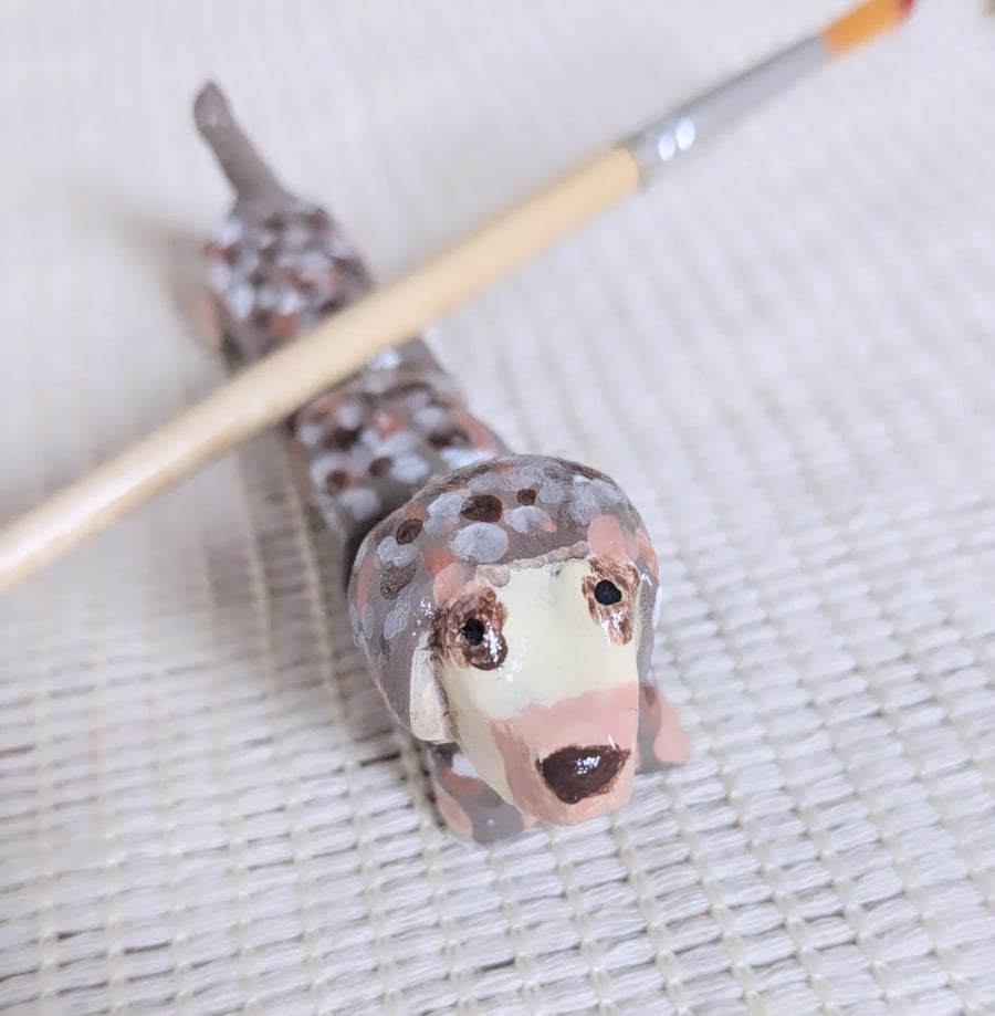 Dapple Sausage Dog paintbrush and pencil holder 