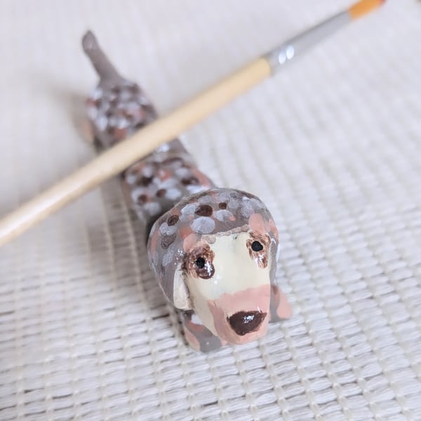 Dapple Sausage Dog paintbrush and pencil holder 