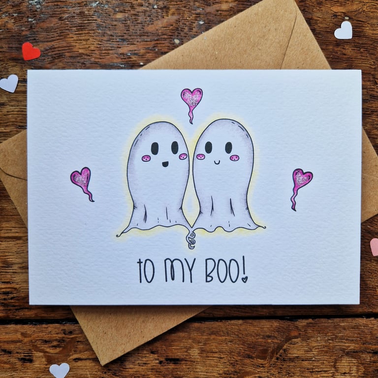 Halloween love card, Ghost Anniversary card, To my boo! Ghost Valentines card