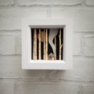 Cabin in the Woods Picture, Miniature Diorama, Folk Art Shadow Box, Wooden Cabin