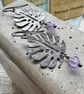 Vintage Monstera Leaf Earrings with Lilac Crystals