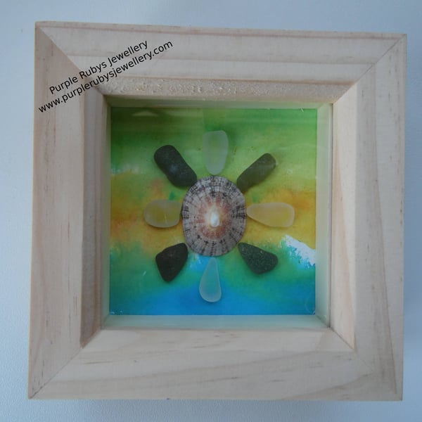 Cornish Sea Glass & Limpet Shell Flower P166