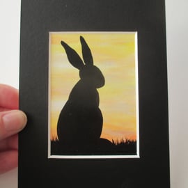 Bunny Rabbit ACEO Original Miniature Art Picture Painting Mounted