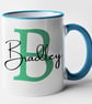 Personalised GREEN initial and name Mug - personalised gift present - Image 2