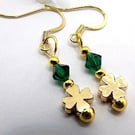 Four Leaf Clover and Crystal Earrings