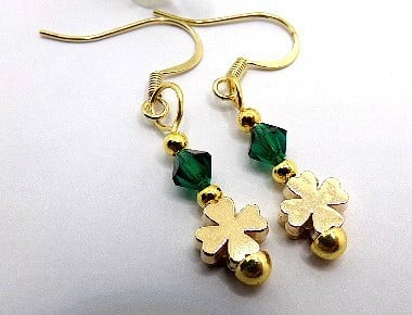Four Leaf Clover and Crystal Earrings