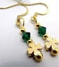 Four Leaf Clover and Crystal Earrings
