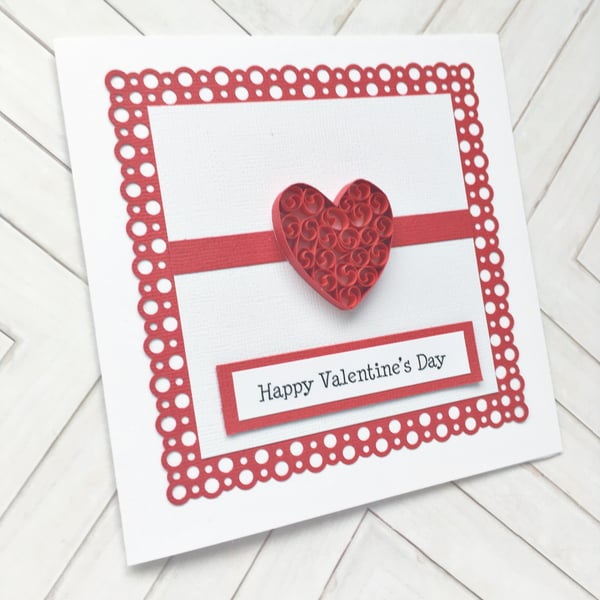 Valentine’s Day card - quilled heart - boxed option