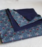 Handmade Lined Baby Blanket, Navy William Morris Botanical Print, 100cm square