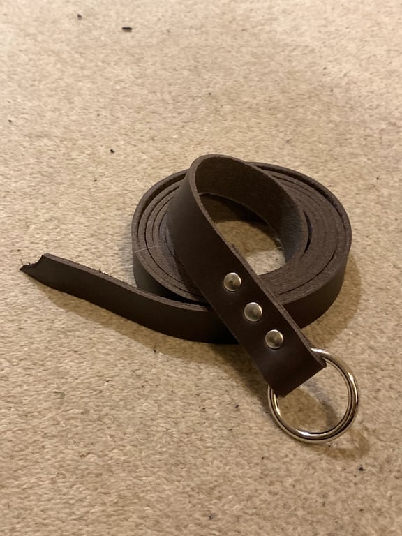 5 foot in length - Medieval Style Ring Belt in Dark Brown Leather - FREE UK SHIP