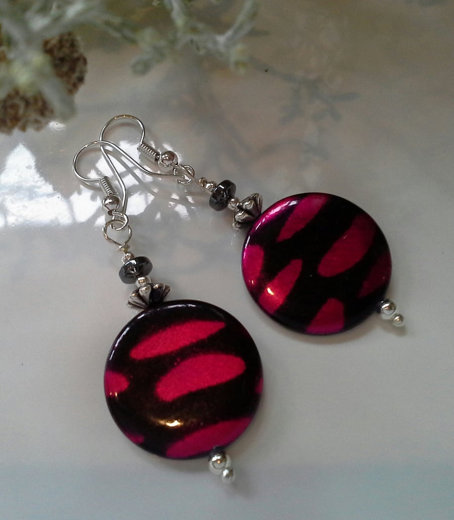 Mother of Pearl & Haematite Silver Plated Earrings