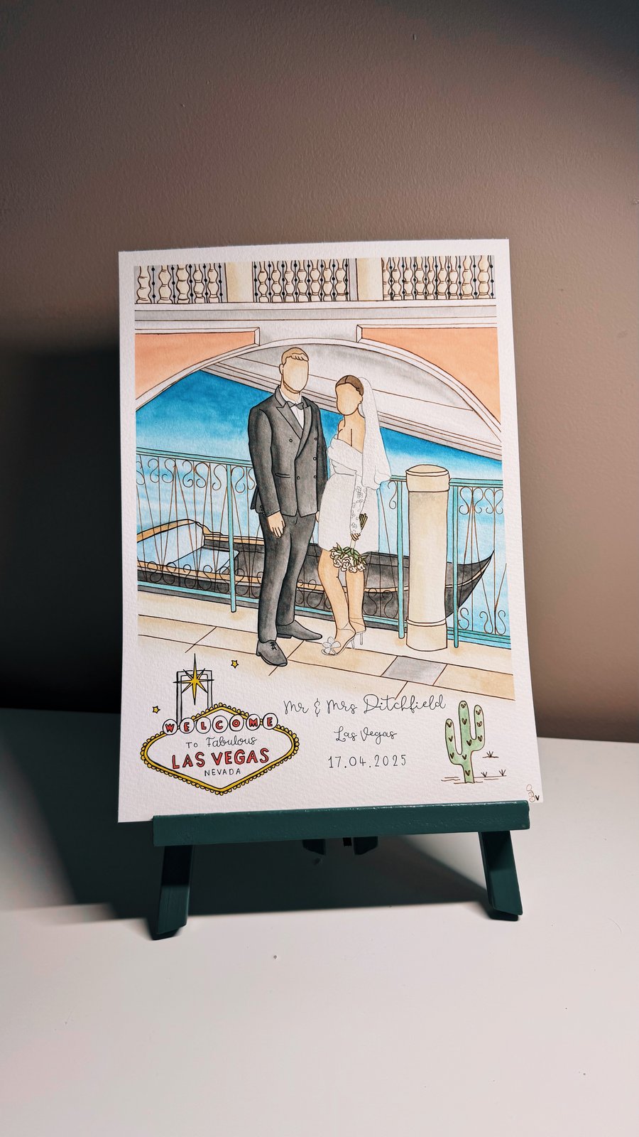 Wedding portrait, A5, faceless portrait, wedding gift, handmade