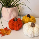 Handmade Crochet Pumpkins – Autumn Decoration – Set of 3
